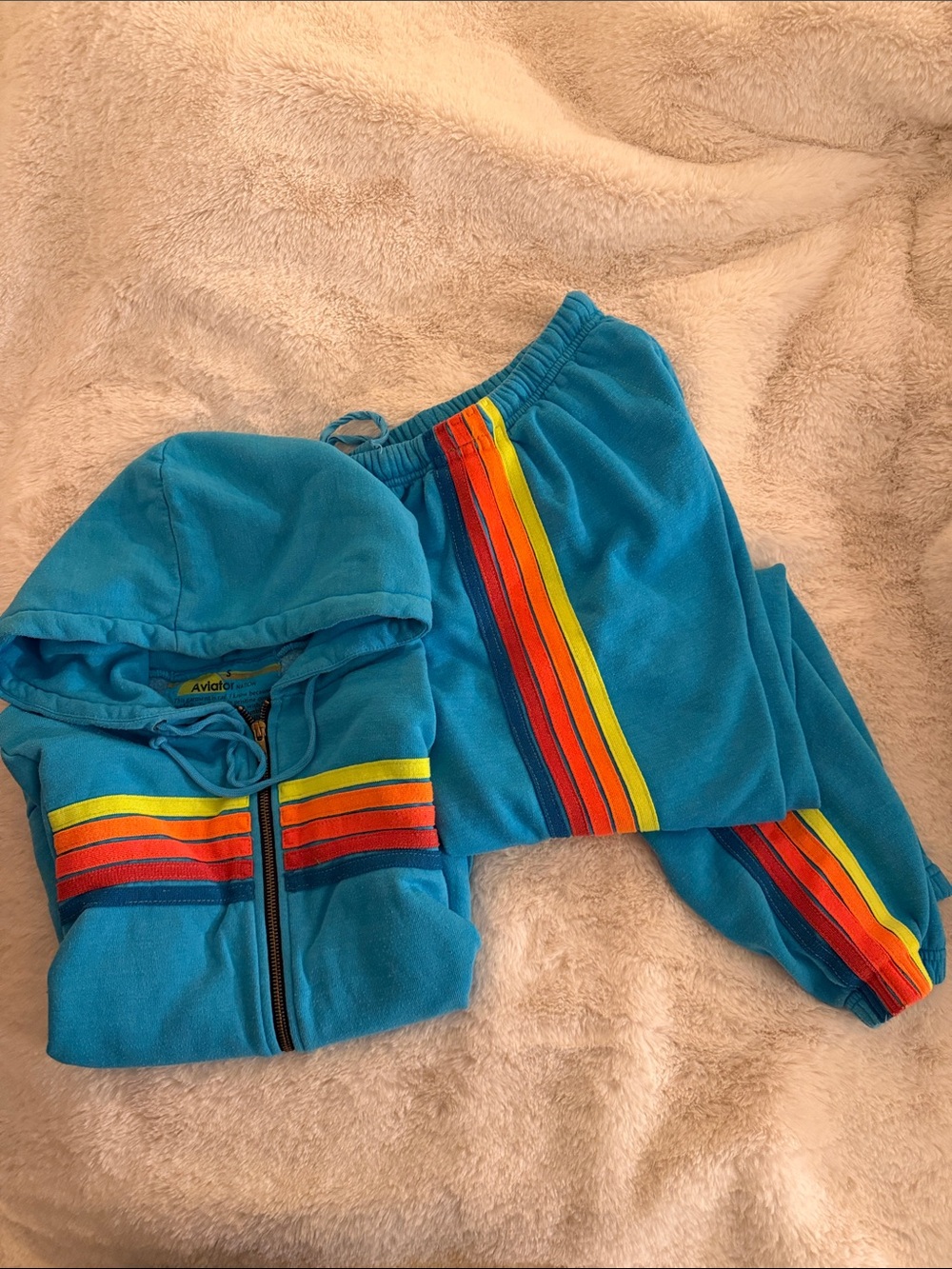 Aviator Nation Turquoise 5 Stripe Hoodie & Joggers